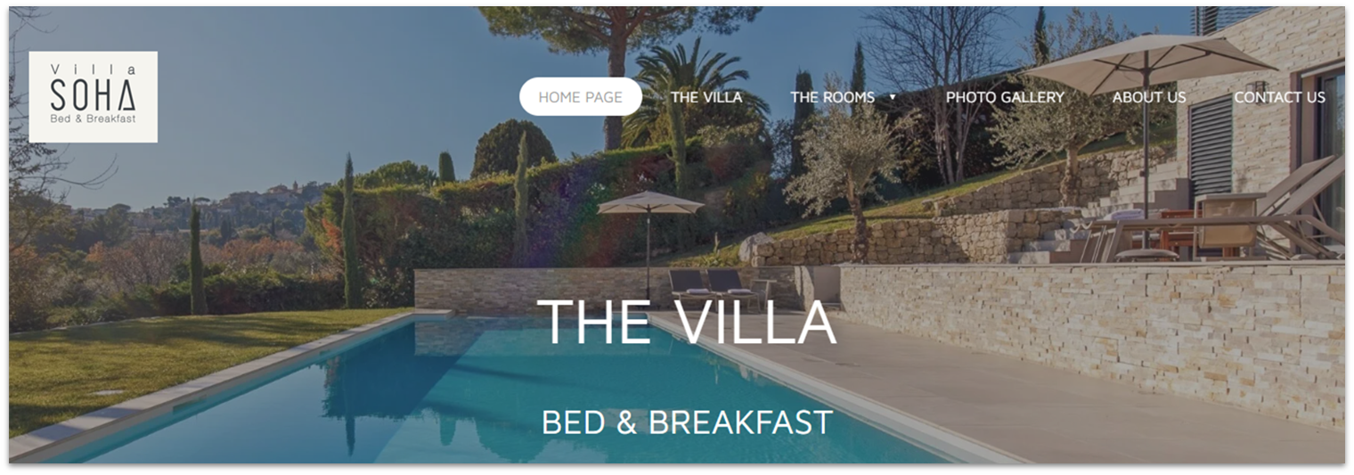 An example of a Webador template customized for a villa rental website