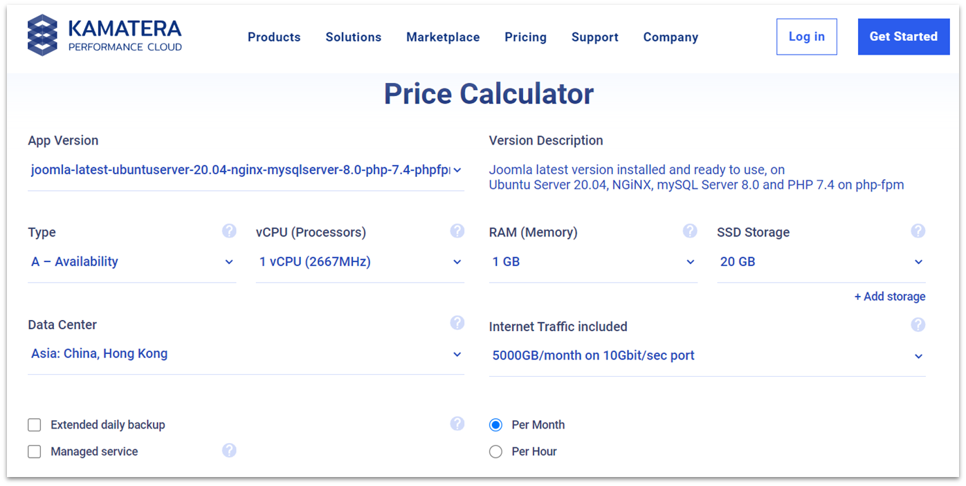 Kamatera's Joomla hosting