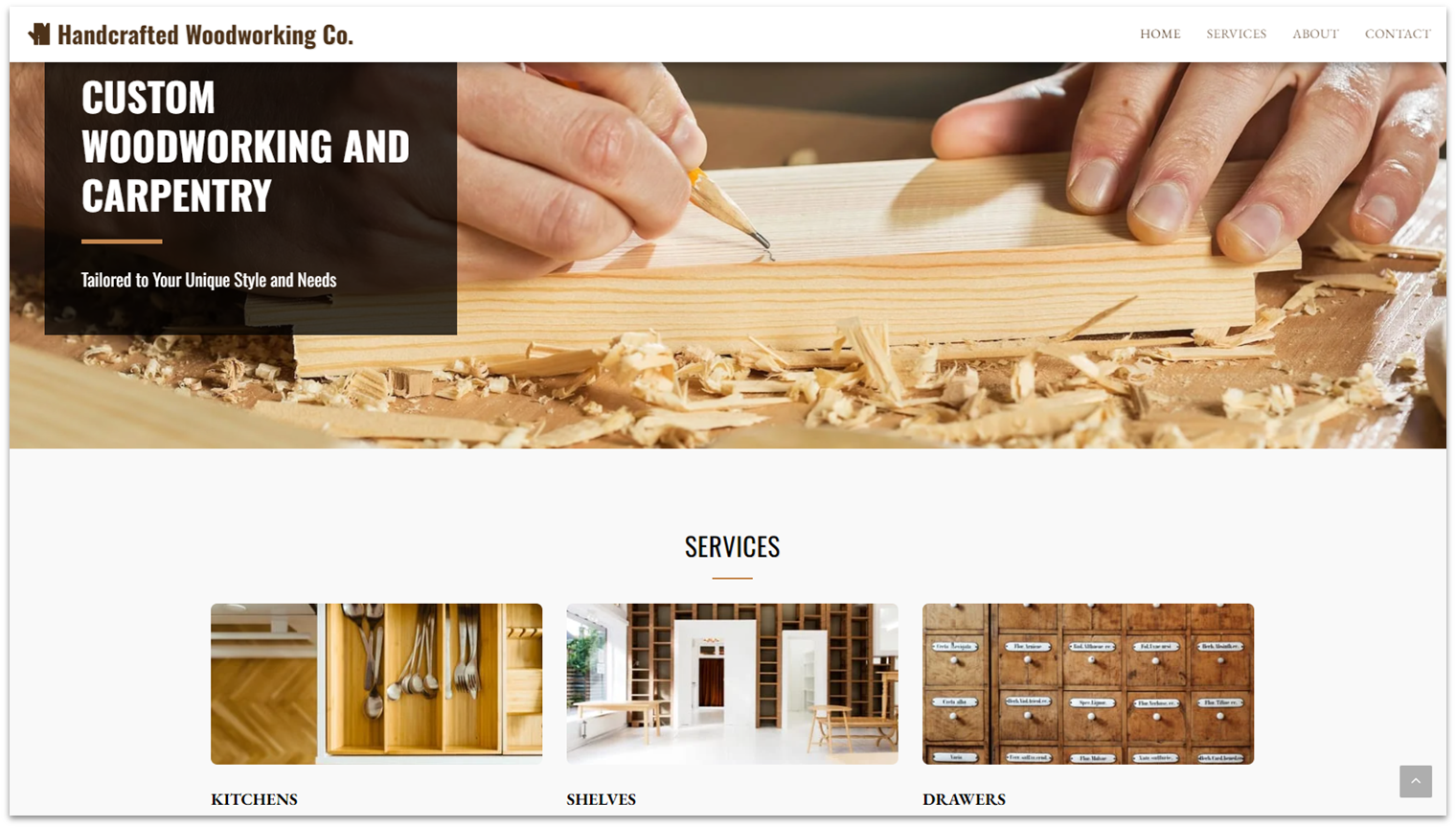 A woodworking and carpentry template from SITE123's library