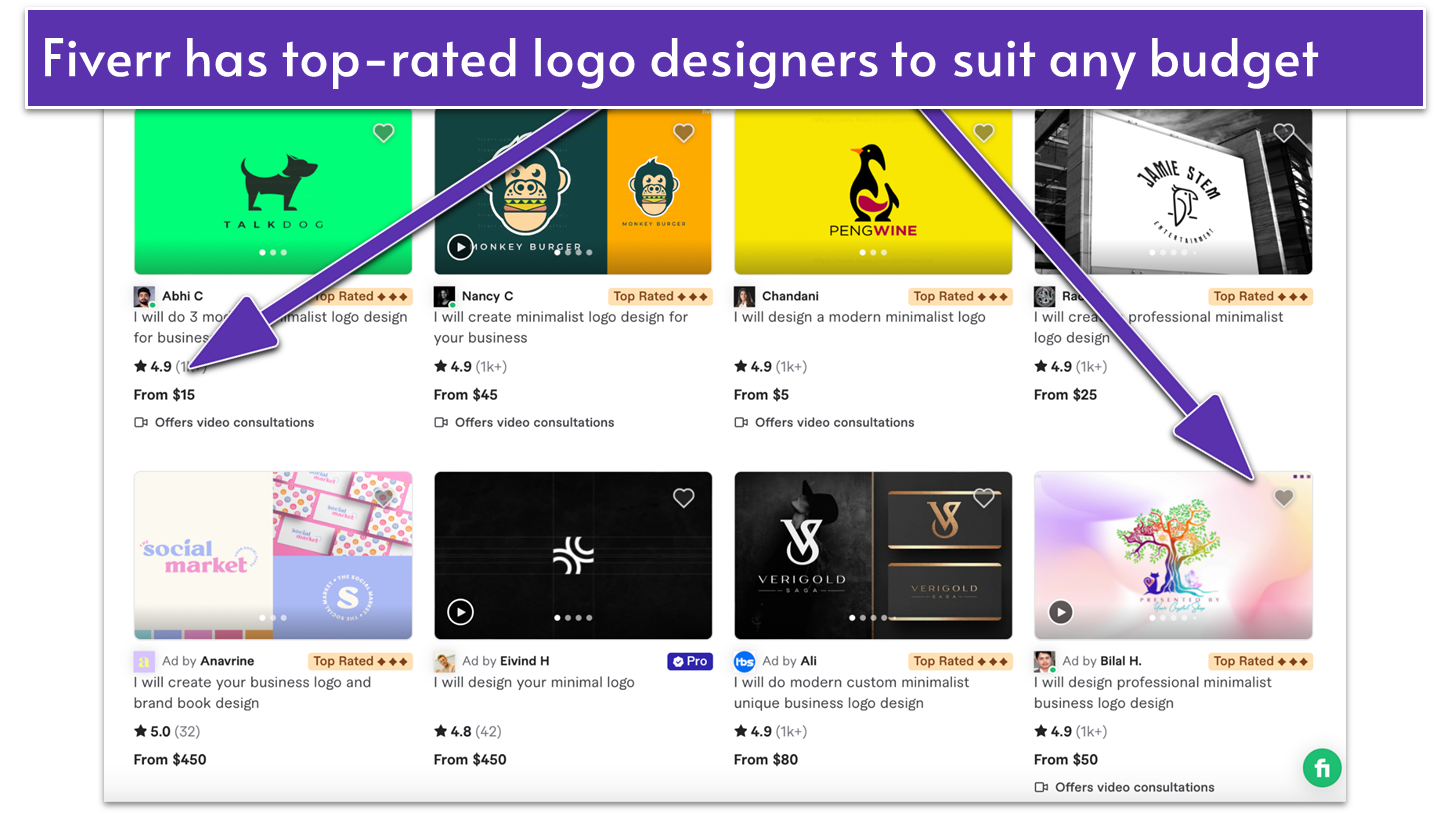 Fiverr top-rated logo designer selection