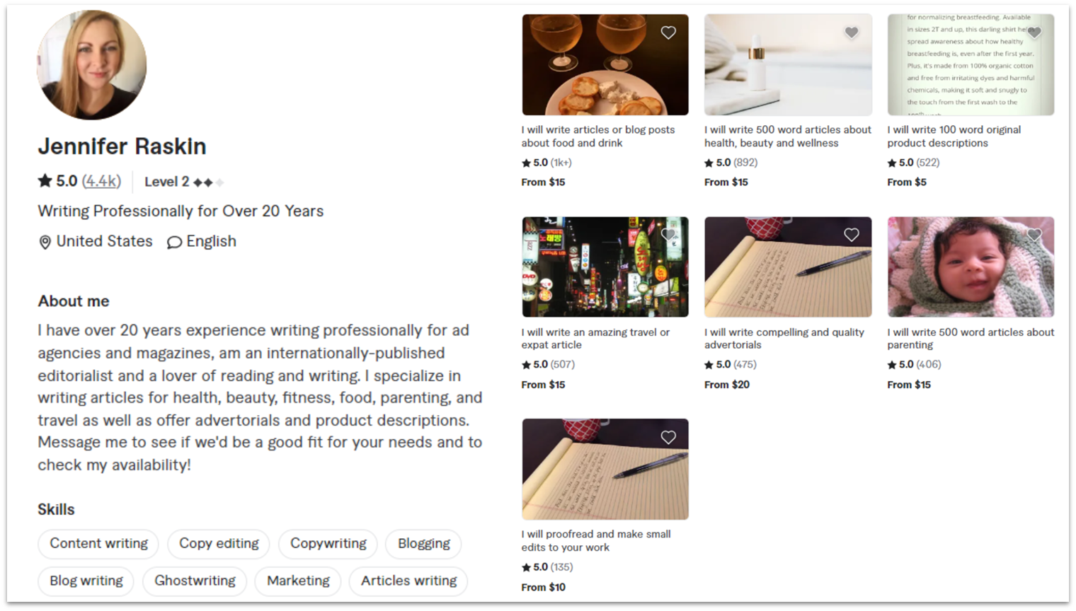 Ghostwriter Freelancemomma Fiverr profile