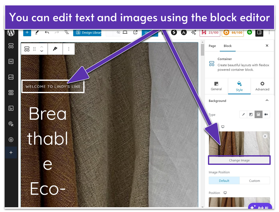 Editing text and images using the WordPress block editor