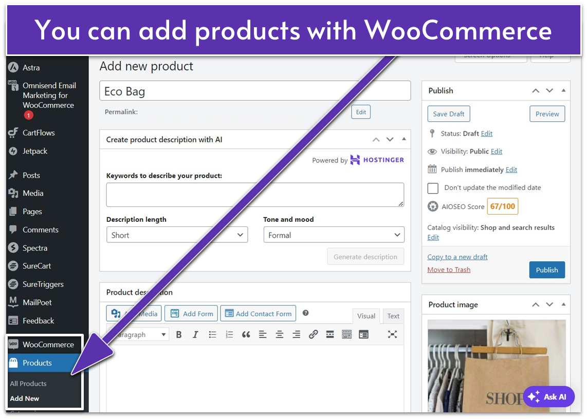 WooCommerce add product listing feature in WordPress