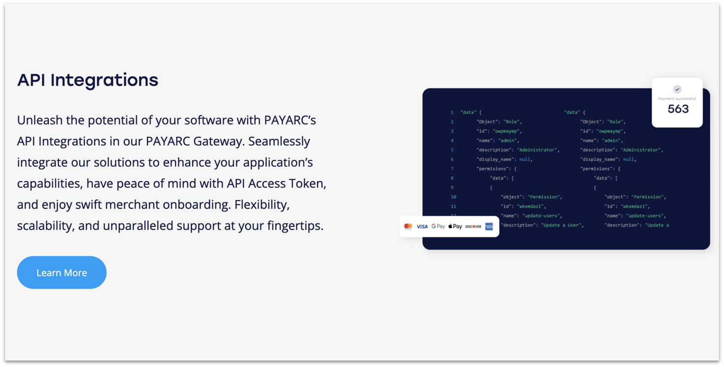 Payarc's API integrations