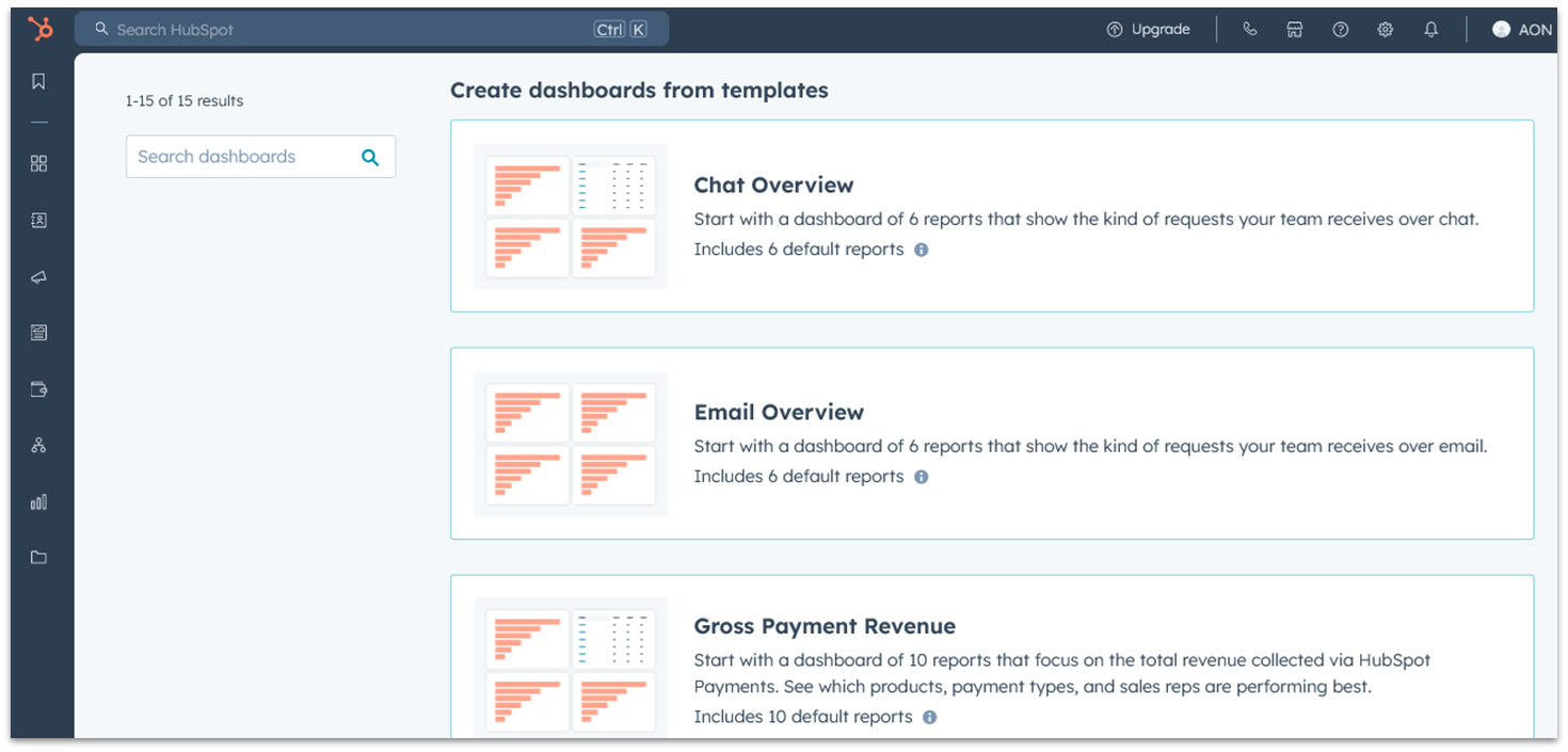 HubSpot Dashboard Templates