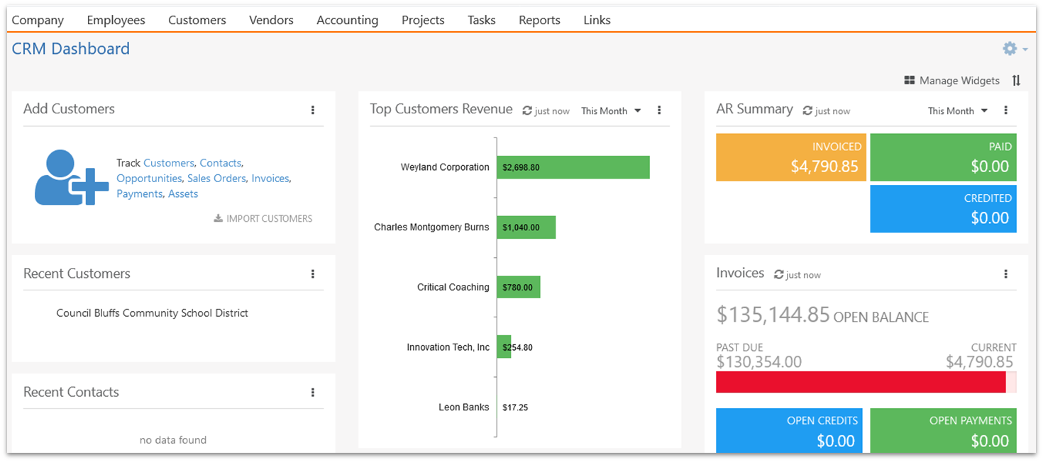 Striven CRM Dashboard