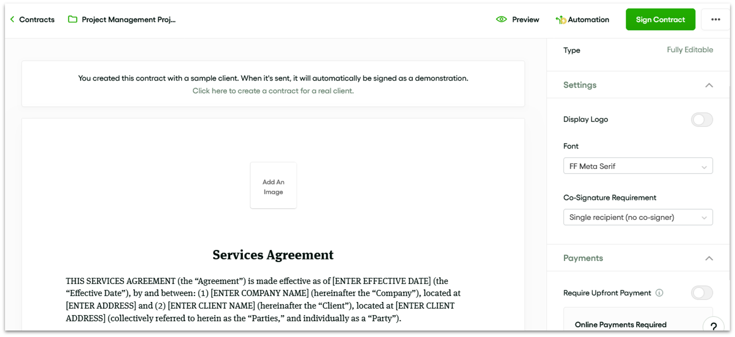 Bonsai Contract Agreement Template