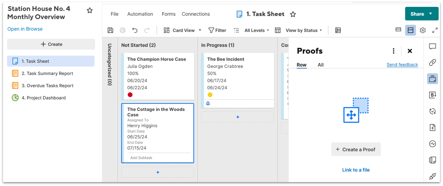 Smartsheet Task Sheet