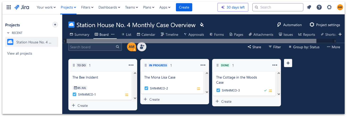 Jira Project Board View