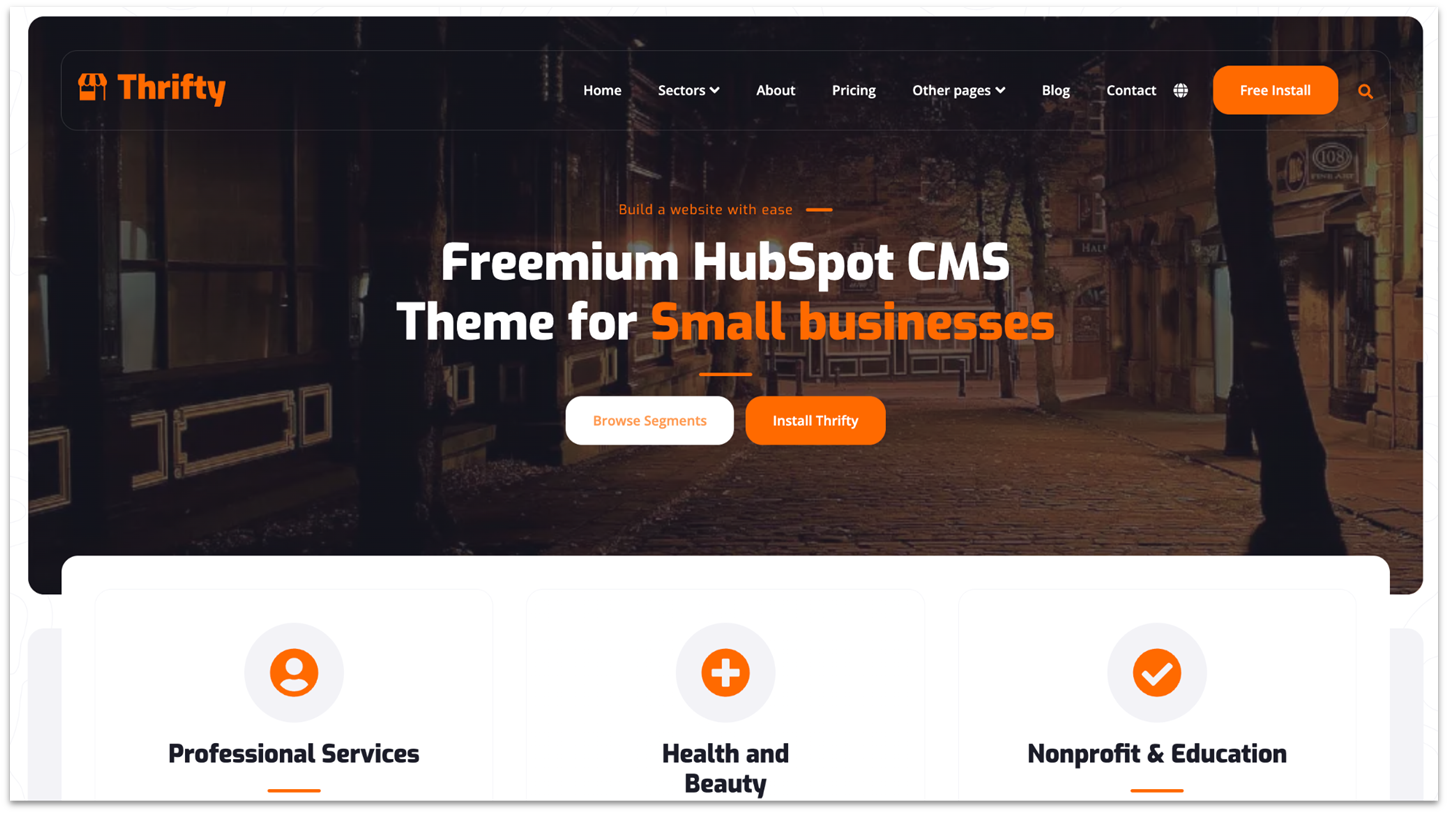 Modello di sito web di HubSpot