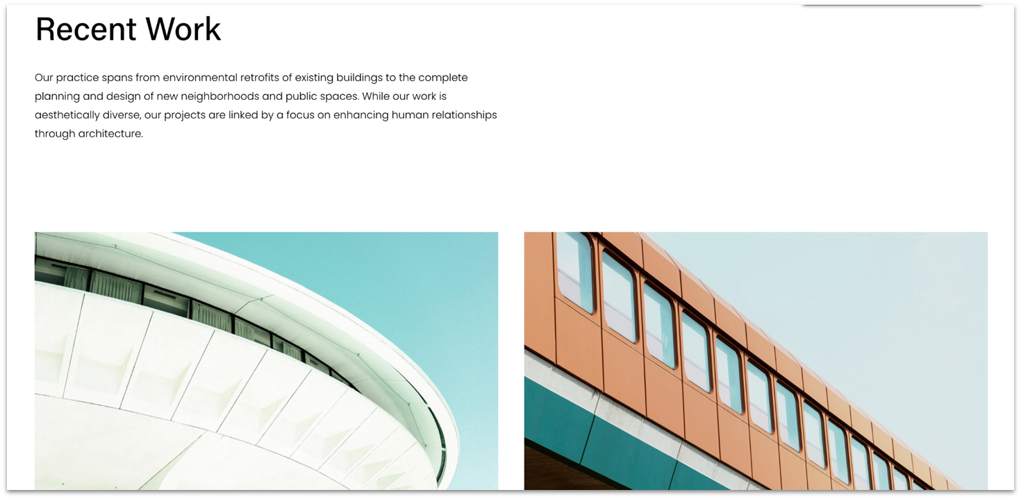 Squarespace's interior designer portfolio template