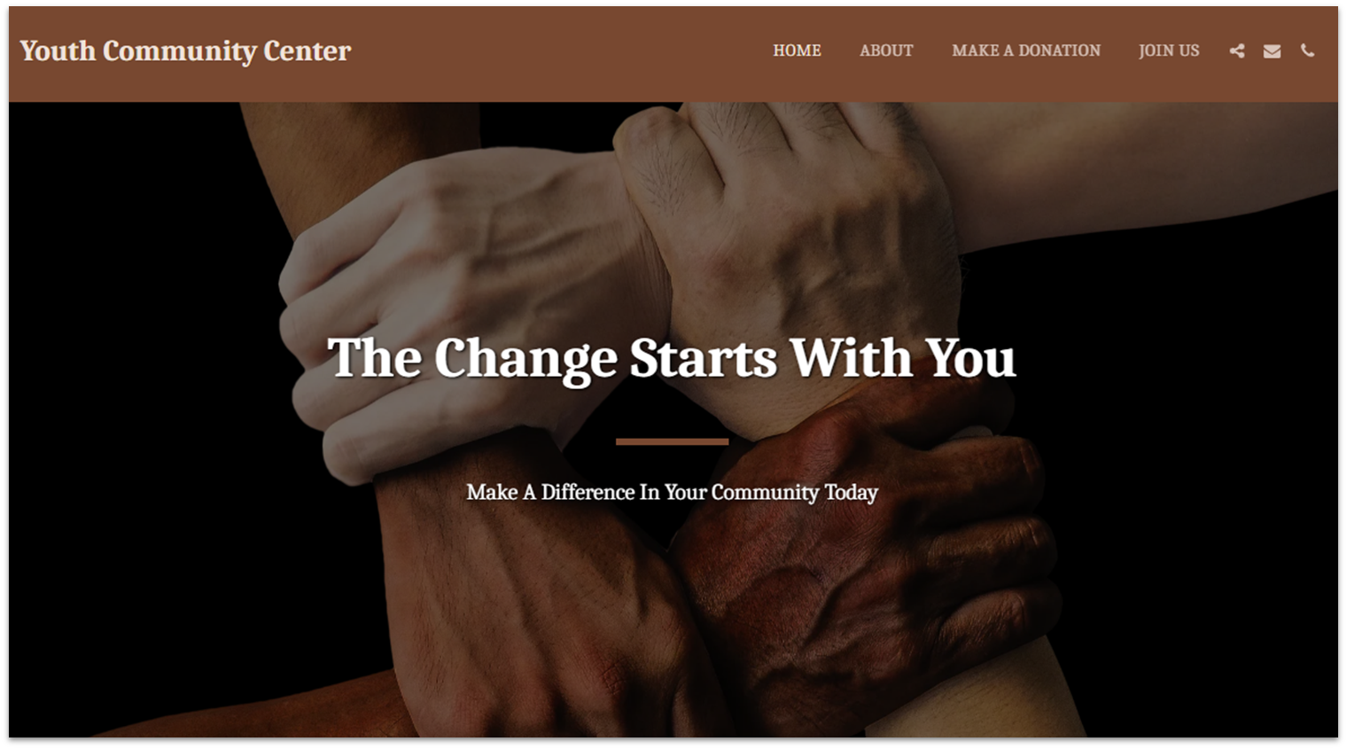 A website for a nonprofit generated with SITE123