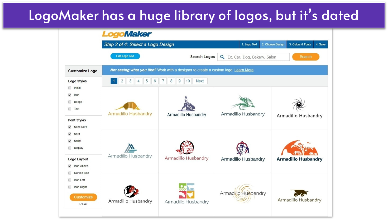 LogoMaker’s logo library list