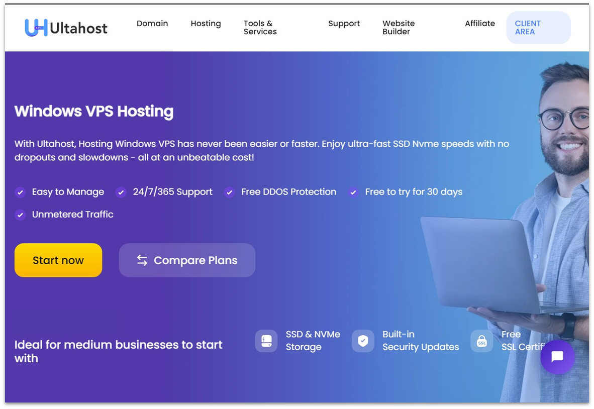 Ultahost Windows VPS Hosting pricing page