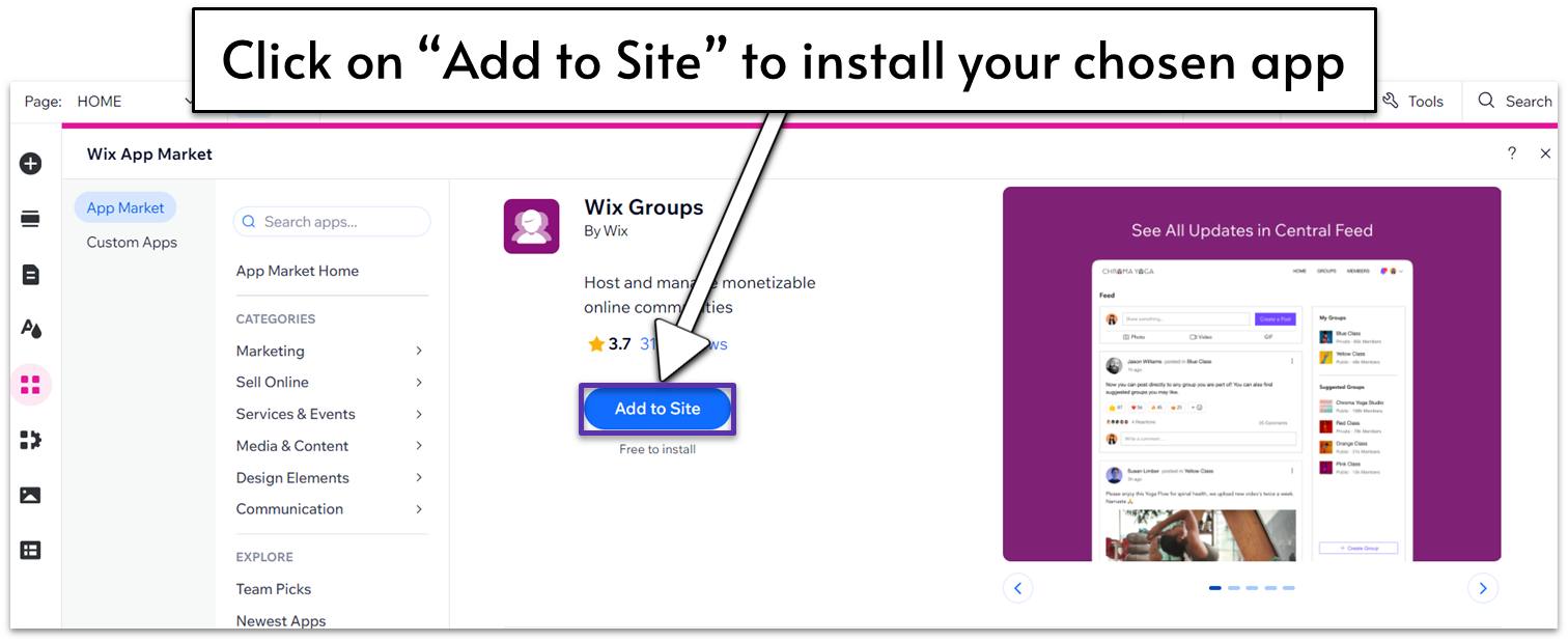 Add App to Wix Site