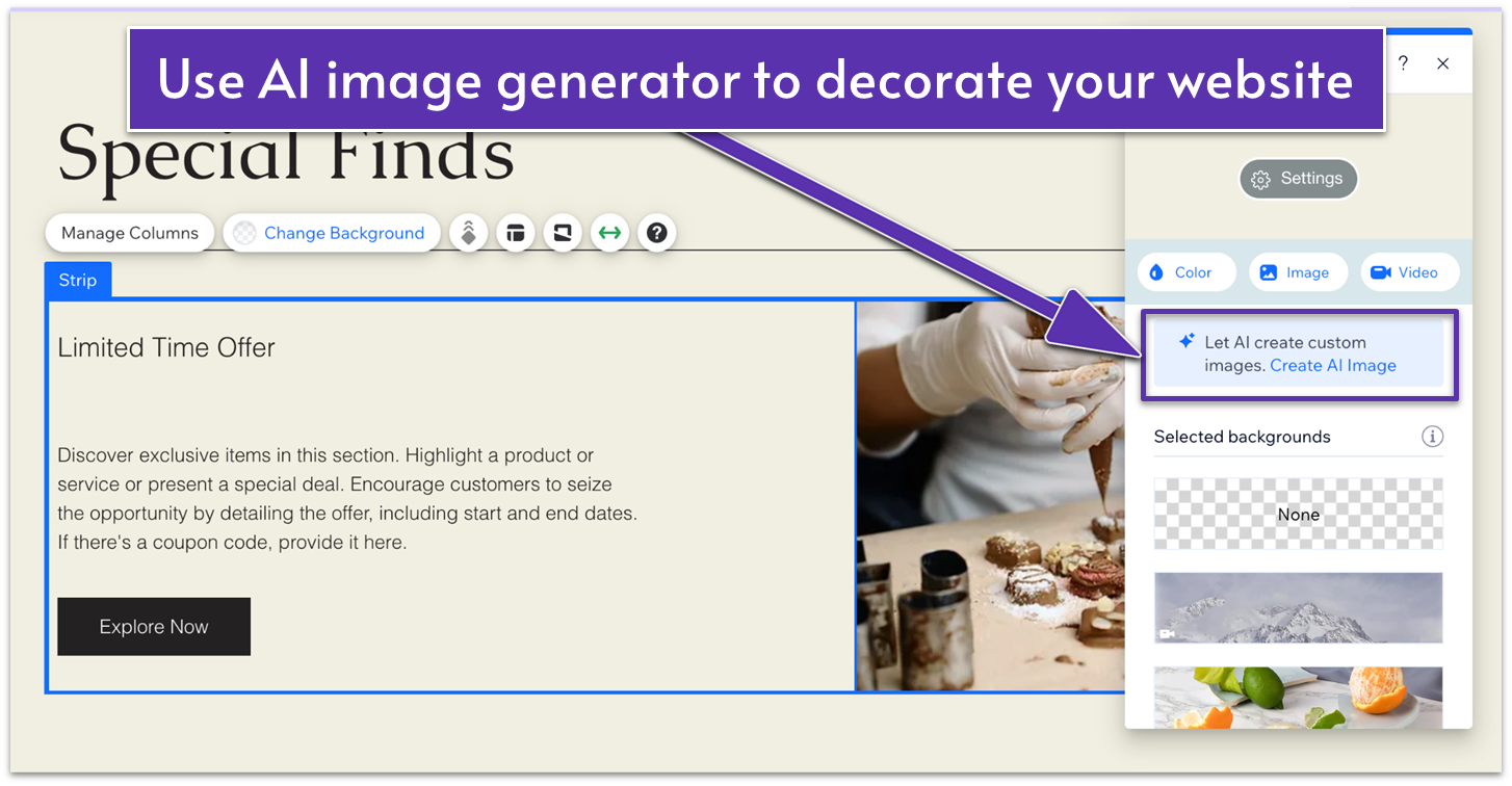 Wix's image editor