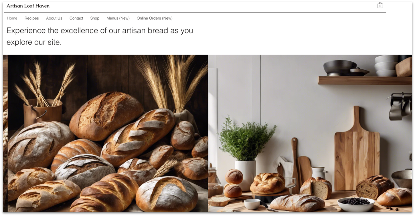 Artisan Loaf Haven homepage