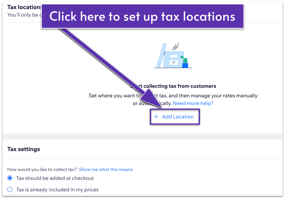 Wix tax settings