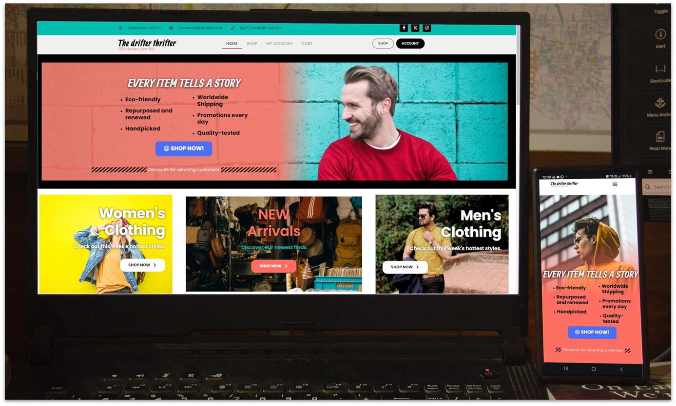 Website on different screens