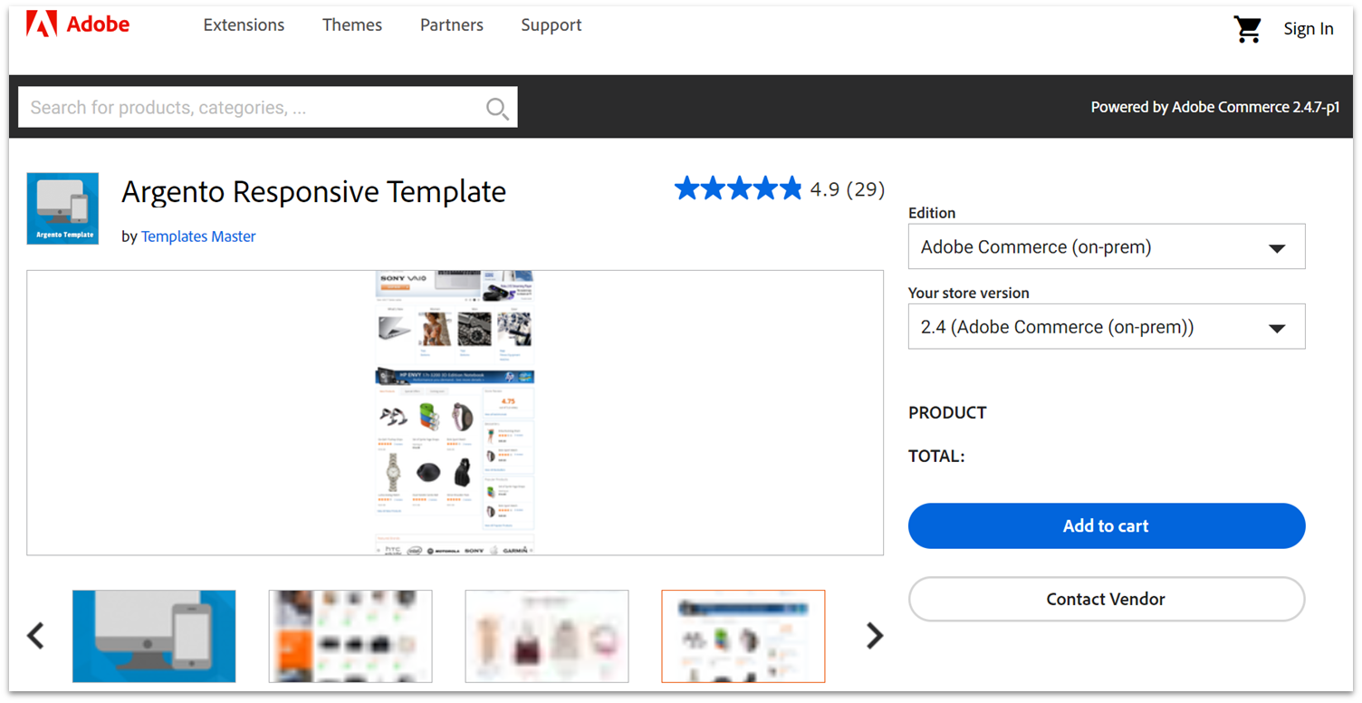 Magento Argento Template Store Page