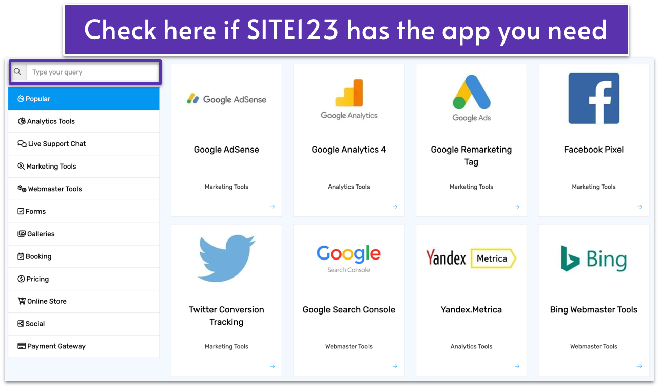 SITE123 App Market