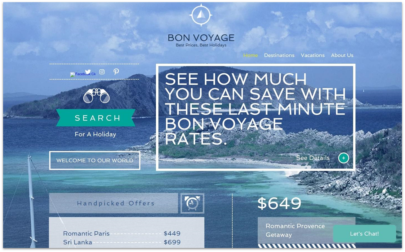 Wix template for travel agencies