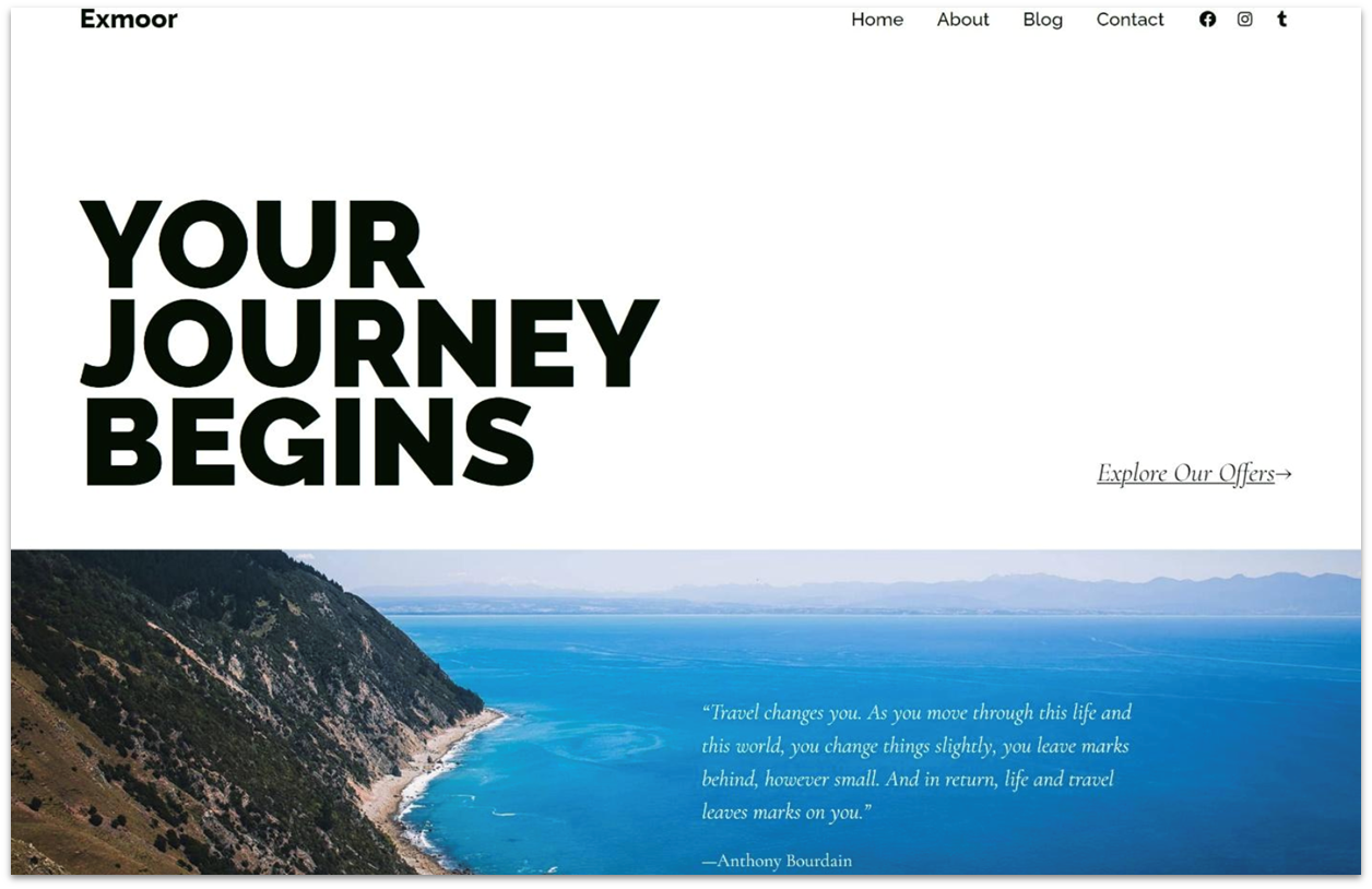 WordPress.com's travel agency website template