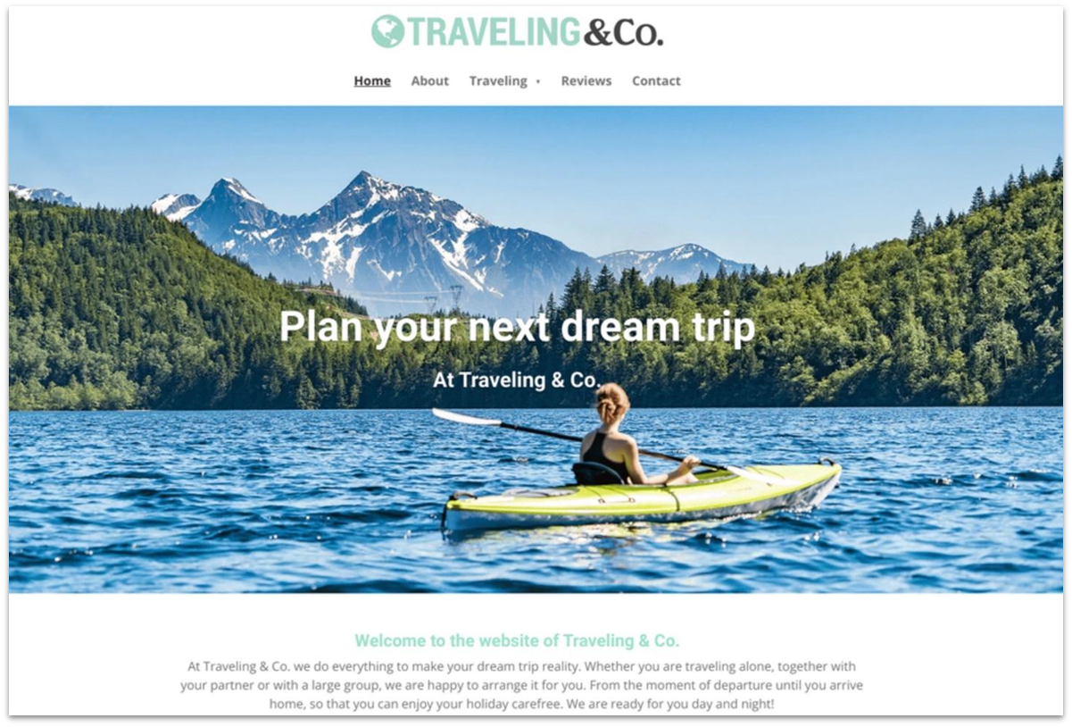 Webador travel website template for travel agencies