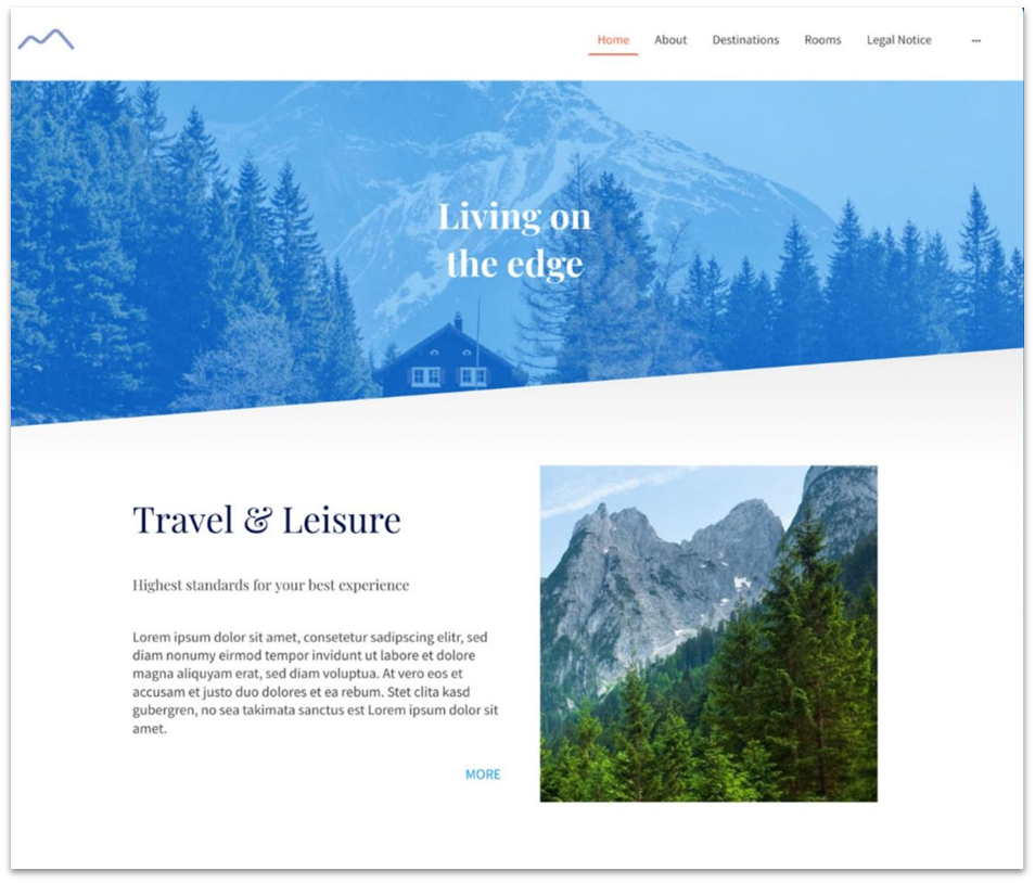 IONOS travel template for travel agencies