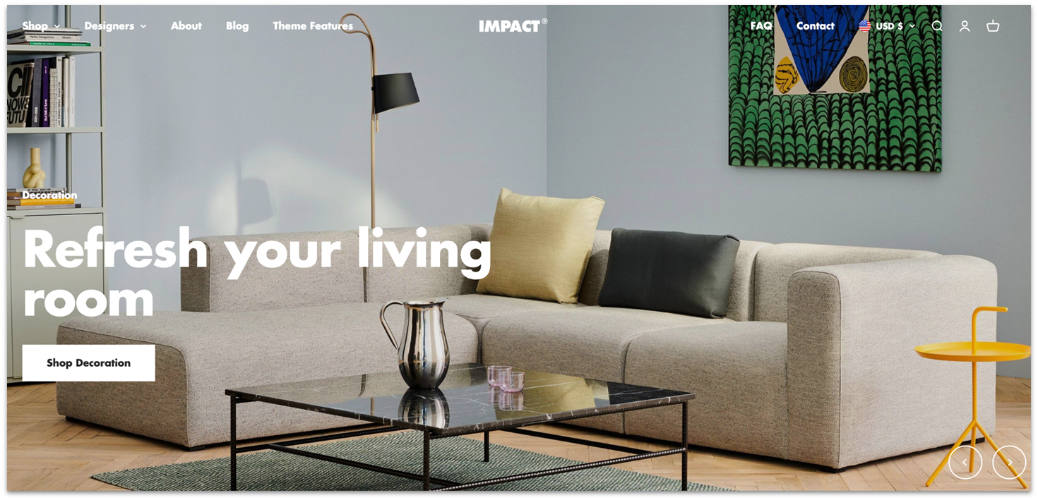 Shopify's interior designer website template