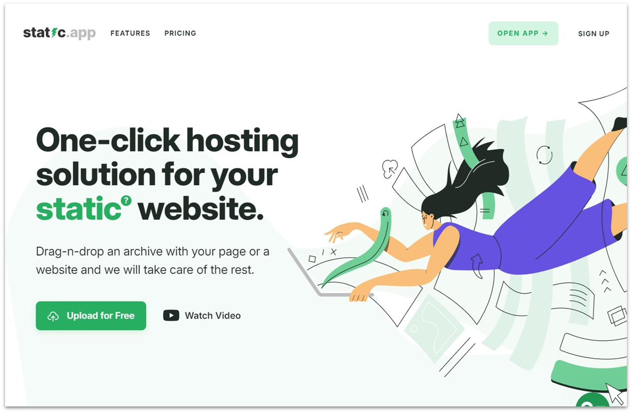 Static-app static hosting landing page