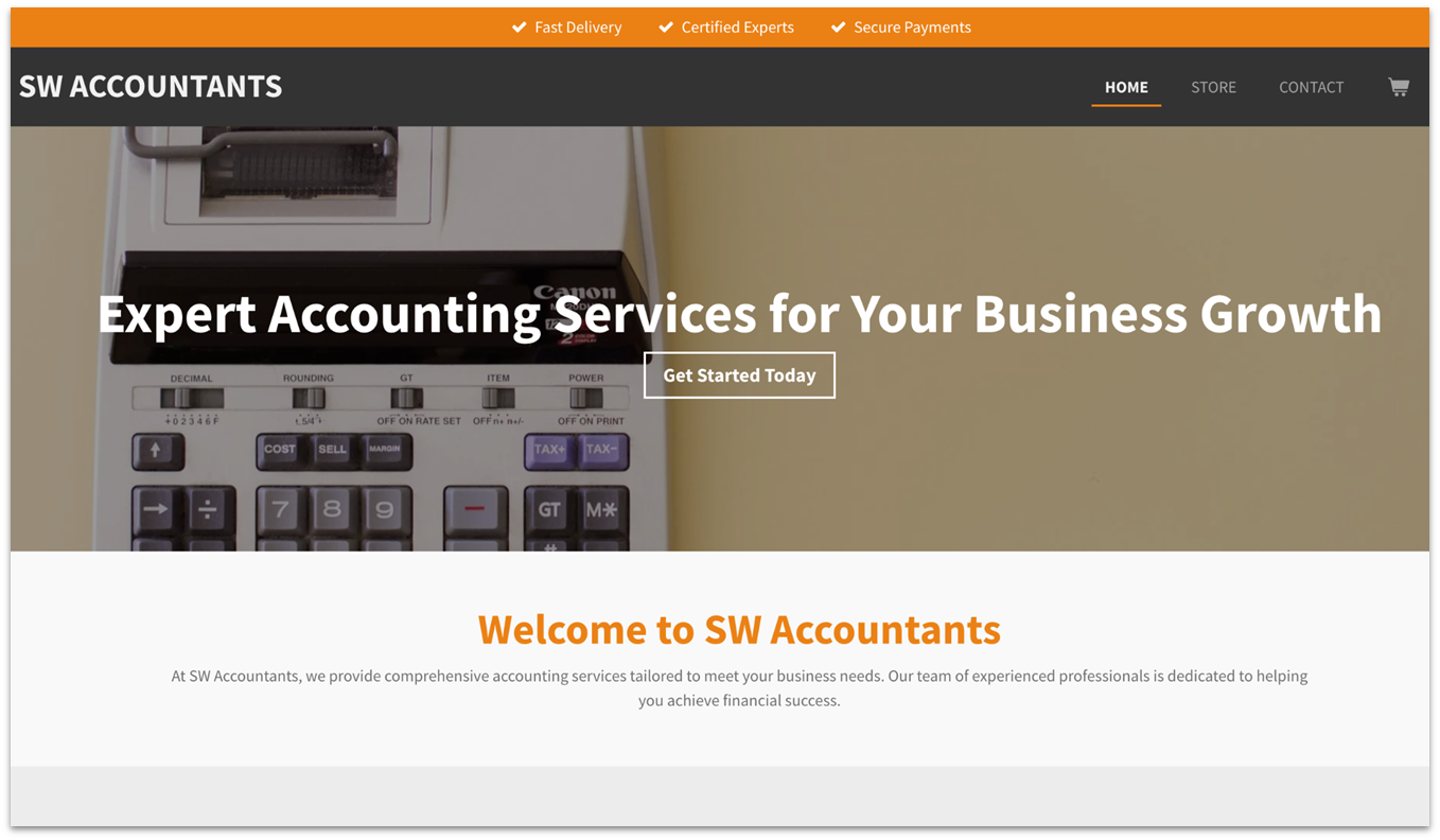 Basic Webador template for accountants