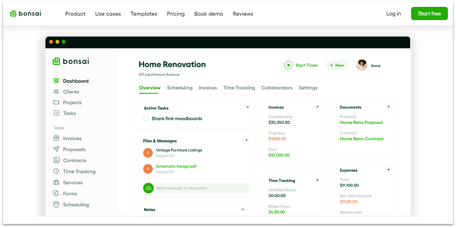 Bonsai home renovation template example