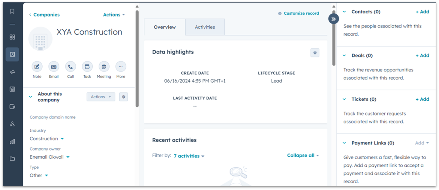 HubSpot Projects dashboard