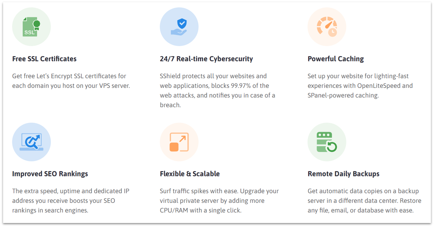 ScalaHosting VPS plans features