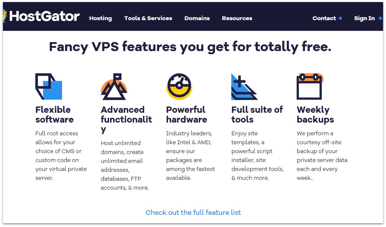 HostGator VPS features