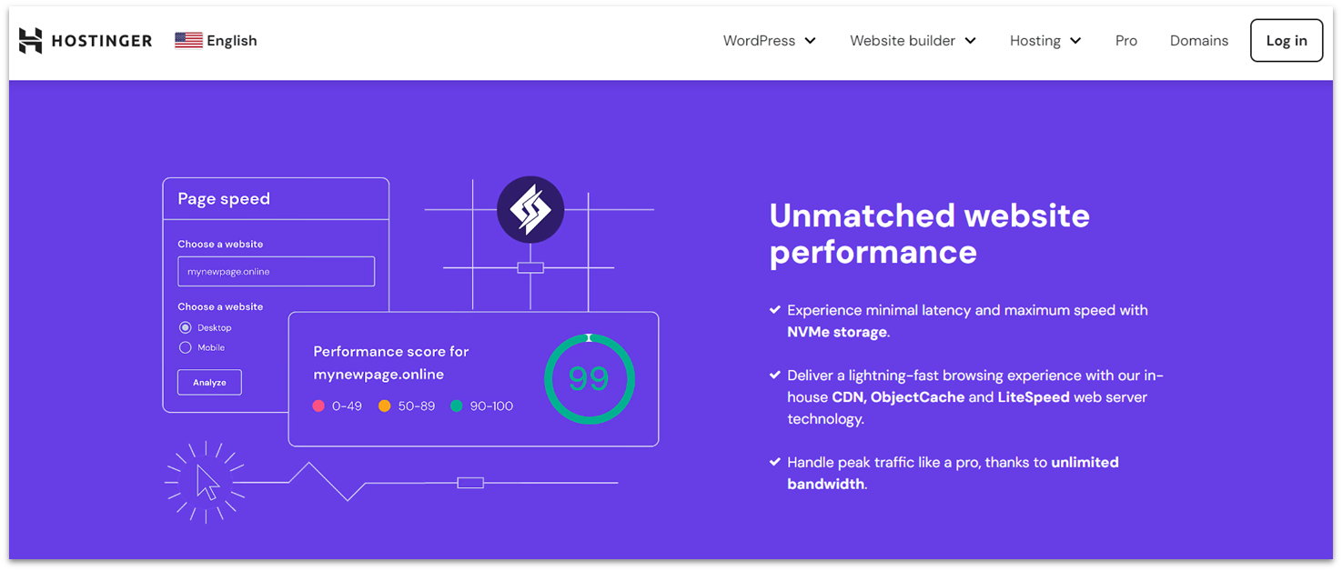 Hostinger hosting performance features