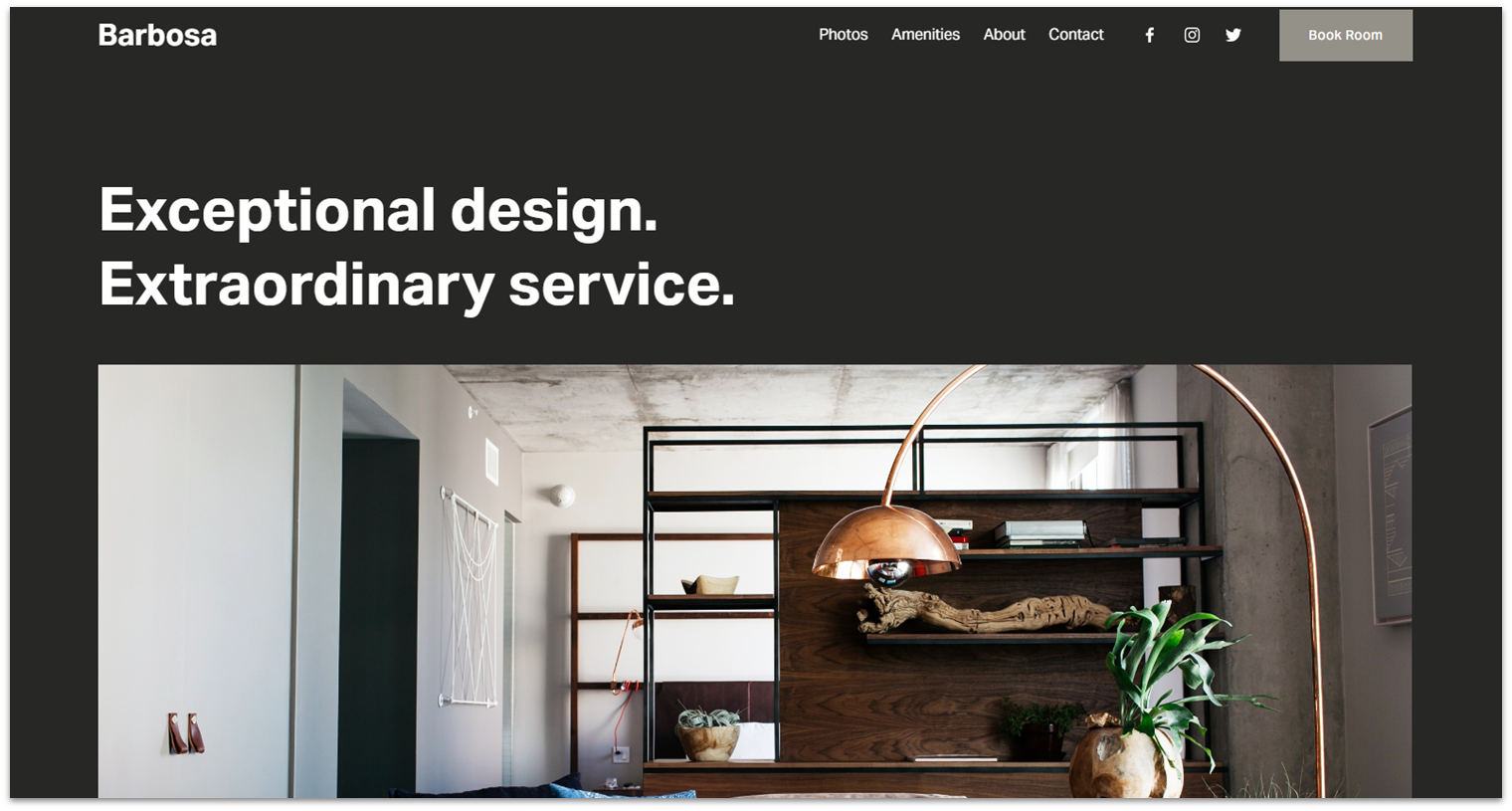 The Barbossa template from Squarespace for real estate websites