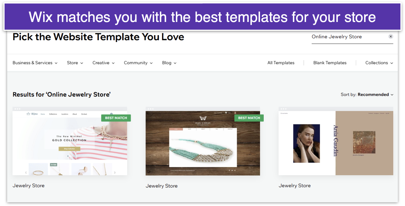 pick an online jewelry store template