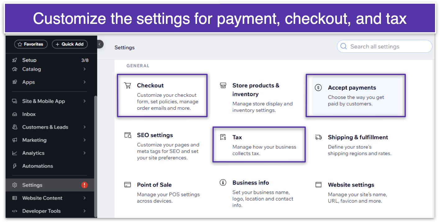 payment method and tax info highlight