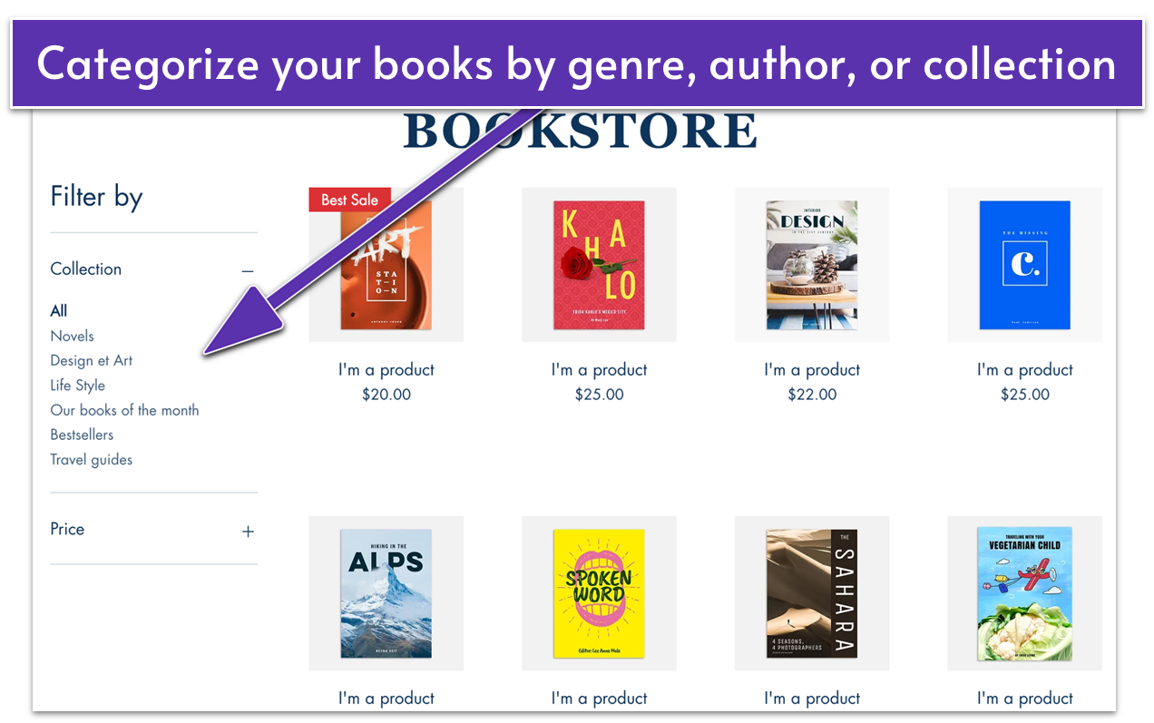 Categorize your books with Wix