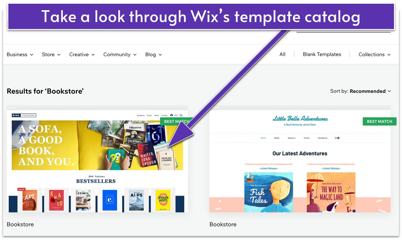 Wix bookstore templates