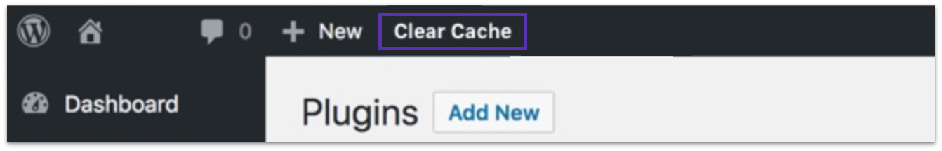 Namecheap EasyWP Clear Cache option on WordPress