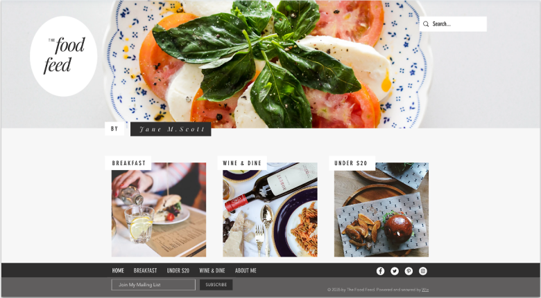 Wix food blog template