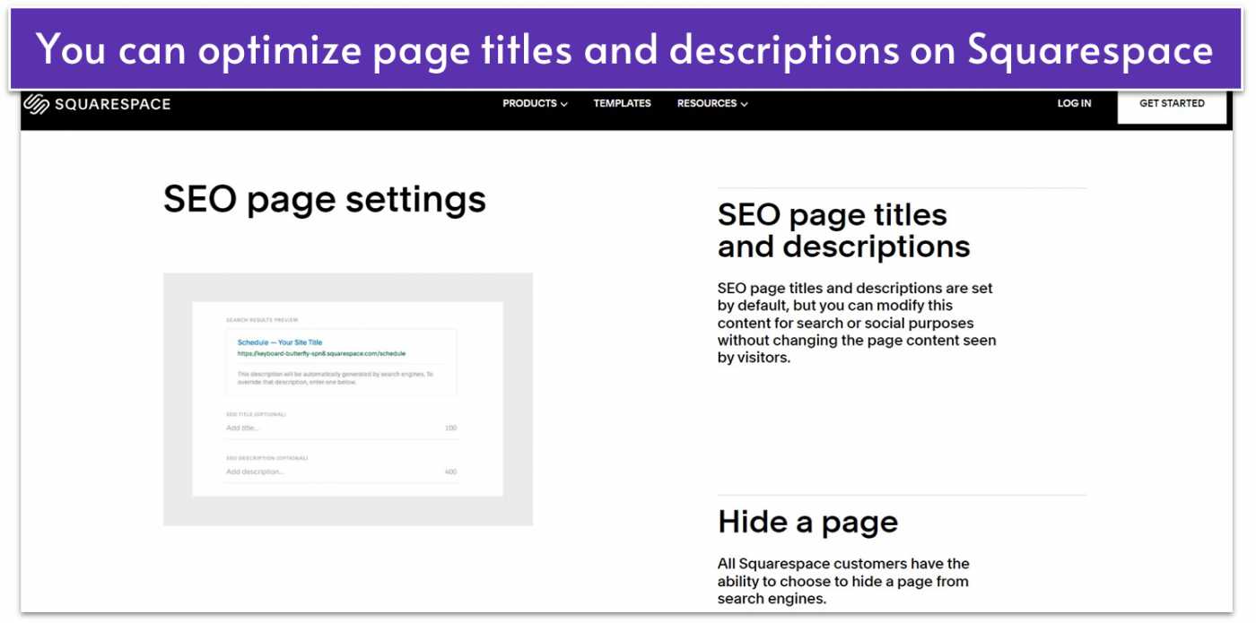 Squarespace SEO features