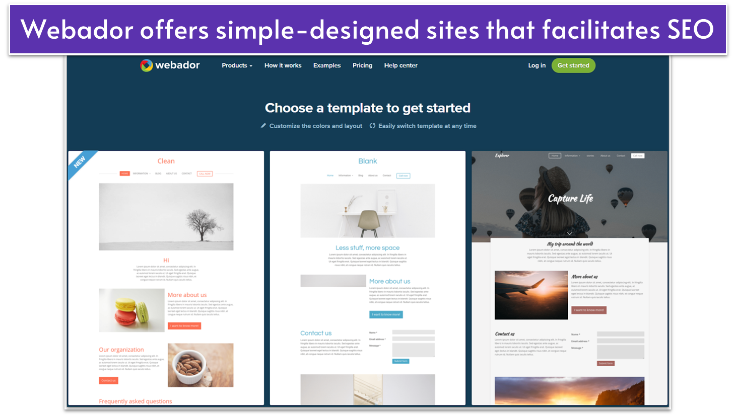 Webador templates screenshot