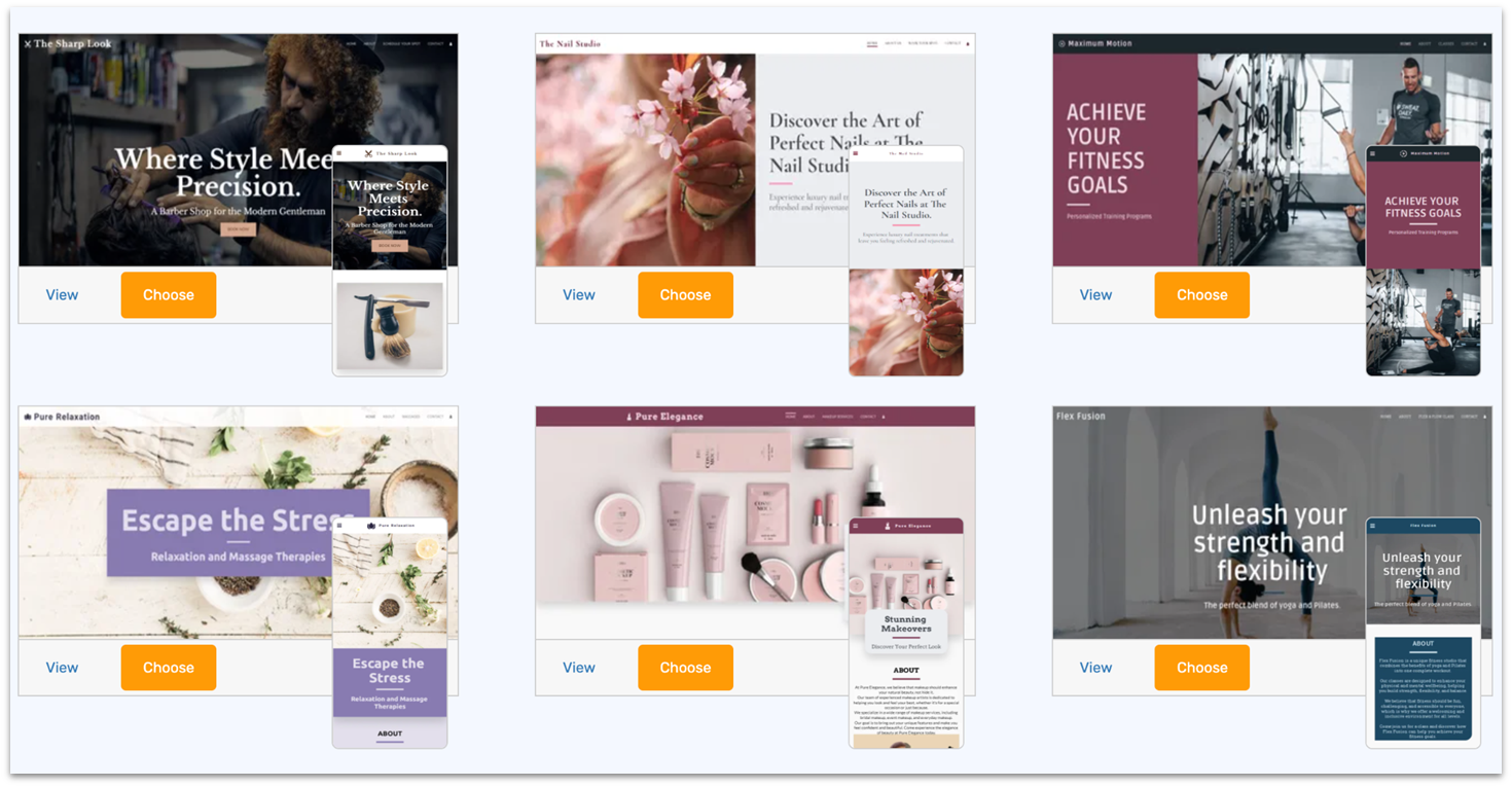 Several SITE123 templates