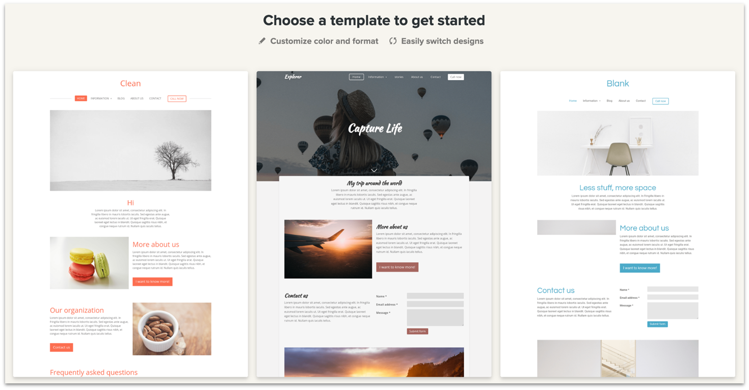 3 Webador templates