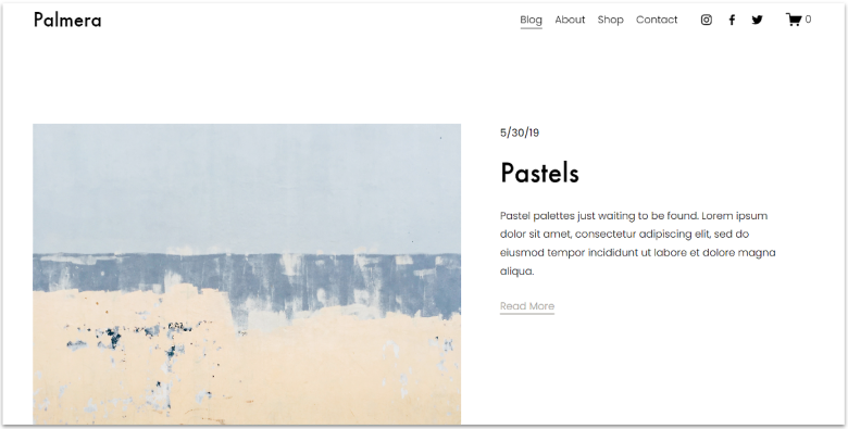 Squarespace's Palmera blog template