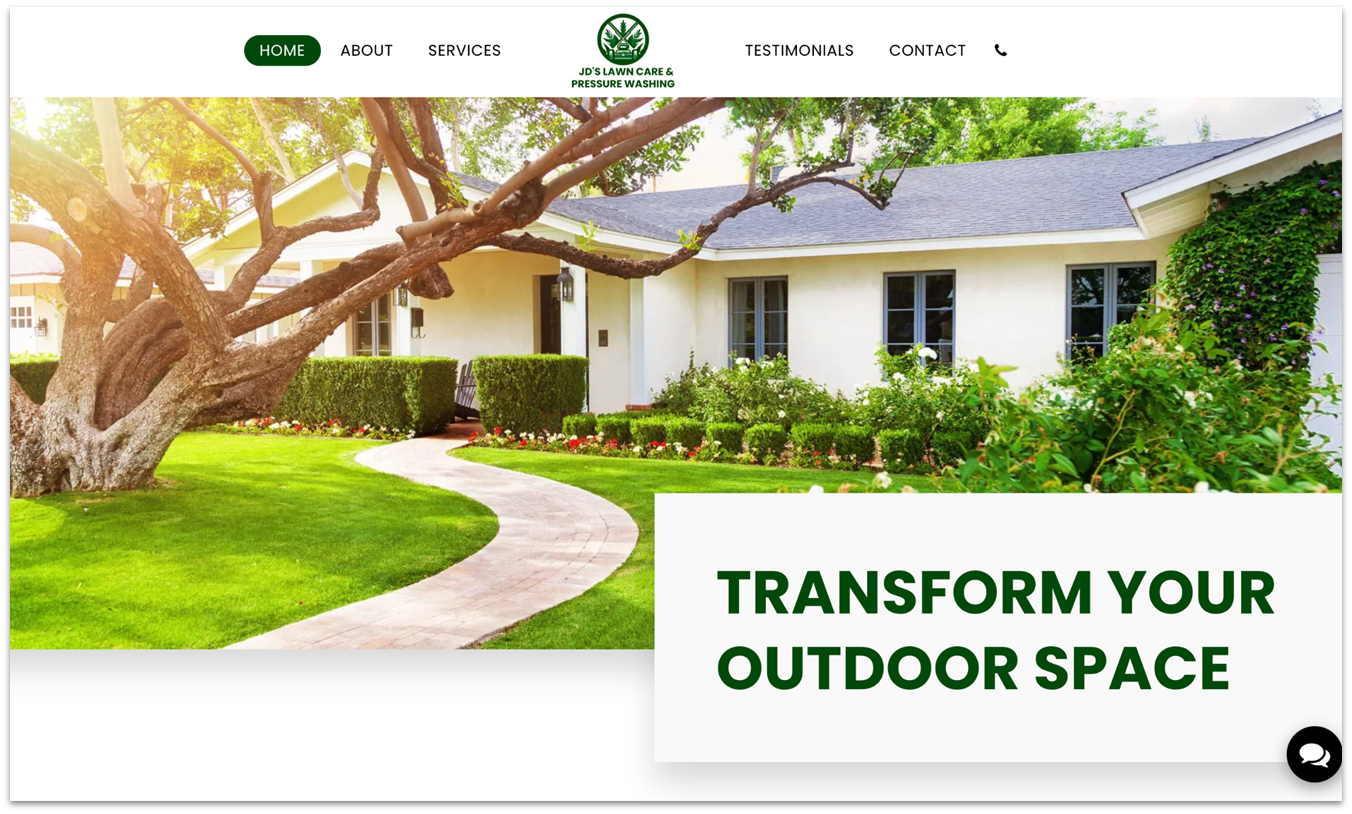 JD’s Lawn Care & Pressure Washing home page made with SITE123